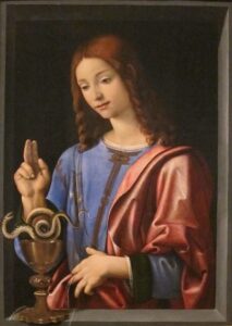 Piero di Cosimo, Svatý Jan Evangelista, 1504, olej, dřevěná deska, Honolulu Museum of Art, Honolulu, Havaj, USA.